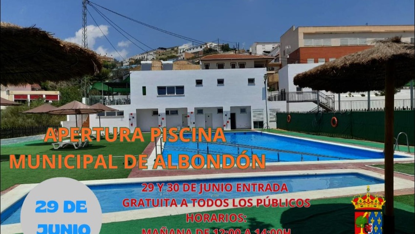 Apertura de la piscina municipal, el próximo sábado 29 de junio.